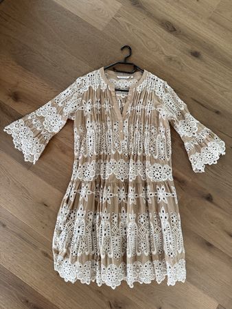 Kleid ANGOOR beige/weiss Grösse 36 Broderie Zustand neu