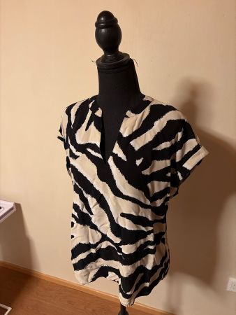 Damen Bluse Zebra-Muster schwarz weiss neuwertig