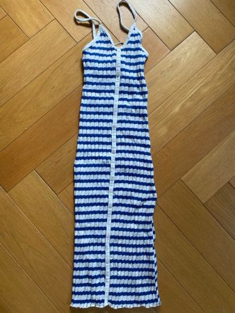 Robe moulante rayée bleu et blanche, taille S, Zara