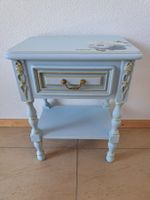 Nachttisch im Vintage Stil hellblau mit Schublade