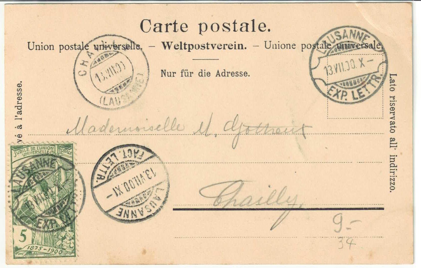 Ansichtskarten: Glacier du Trient - UPU 1900 – Gebraucht aus Ettingen von Kartenplanet 1