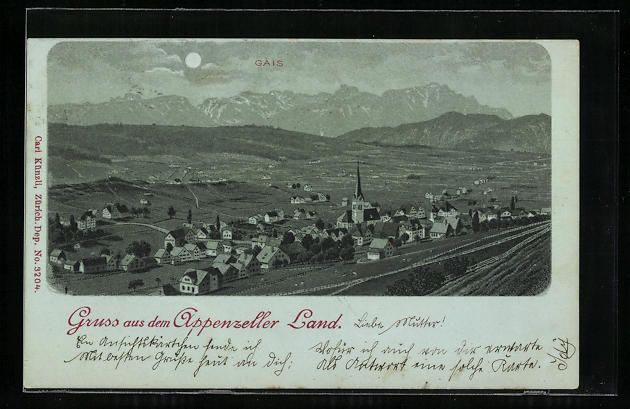 Cartes postales: Mondschein-Lithographie Gais, Gesamtansi – D'occasion à Berlin par bartko-reher