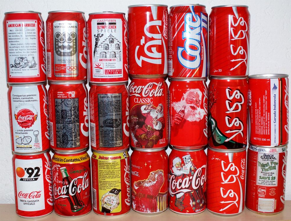 20 verschiedene alte Coca-Cola Dosen