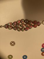 Bracelet fantaisie double rang pierre synthétique argenté