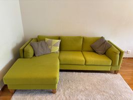 Ecksofa Polstermöbel Stoff hellgrün