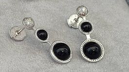 Lalique Ohrringe schwarz Silber