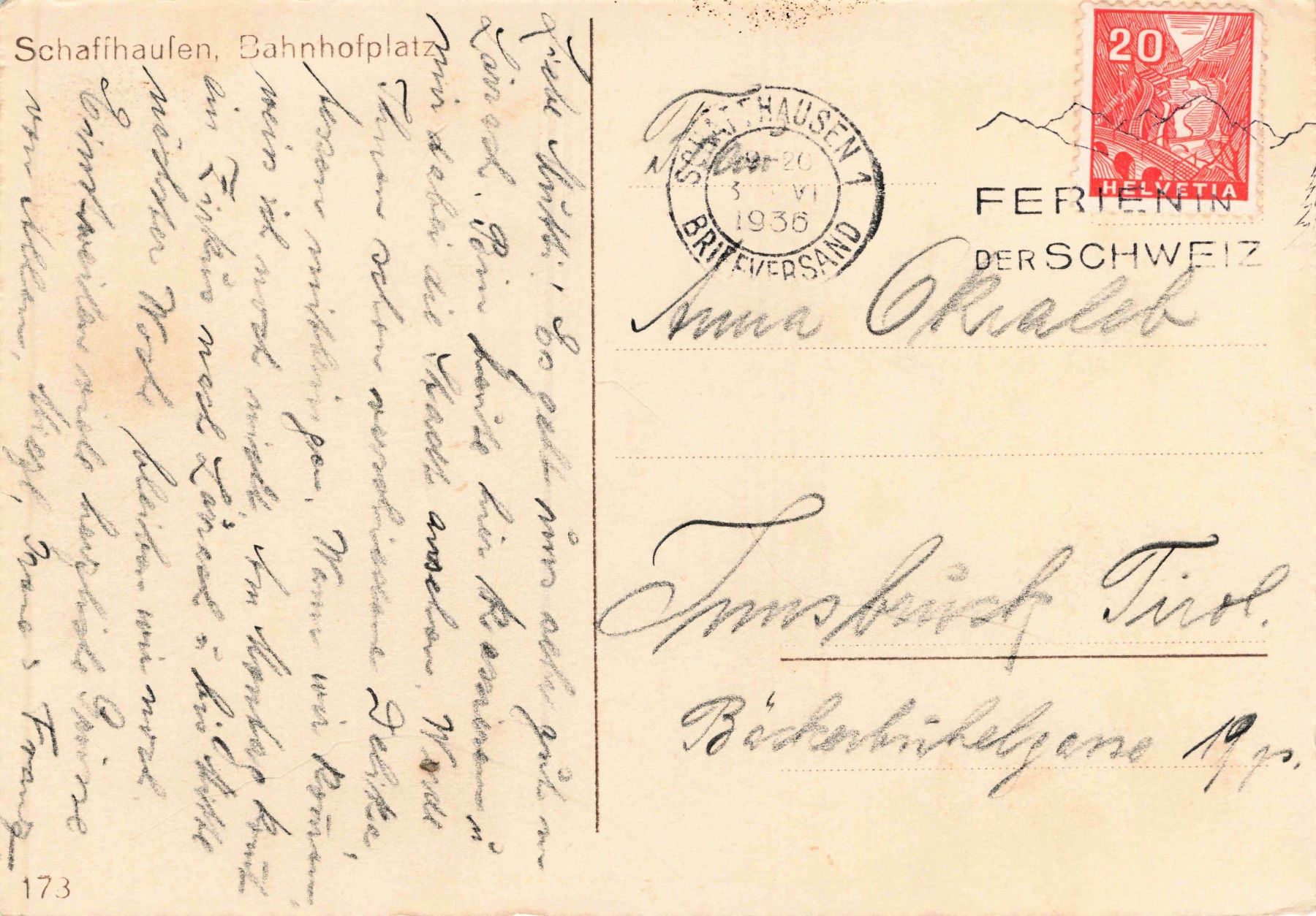 Cartoline postali: Schaffhaufen Bahnhofplatz G – Usato da Biasca venduto da Blenio71 1