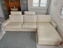 Ecksofa Leder creme gebrauchter Zustand