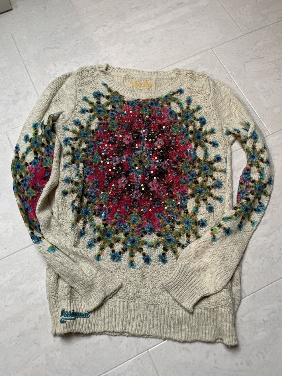 Desigual Maglioni & Felpe: Desigual Winter Pullover, beige mit Pailletten, Grösse L – Usato da Uster venduto da fas_q2ft
