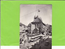 Lausanne, Plane et Eglise Francoise--Busse-oldtimer-belebt