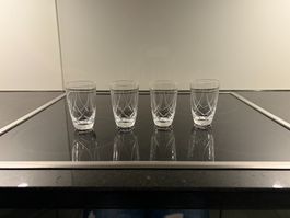 4 Weissweingläser farblos kreuzende Bögen Rosenthal 60er