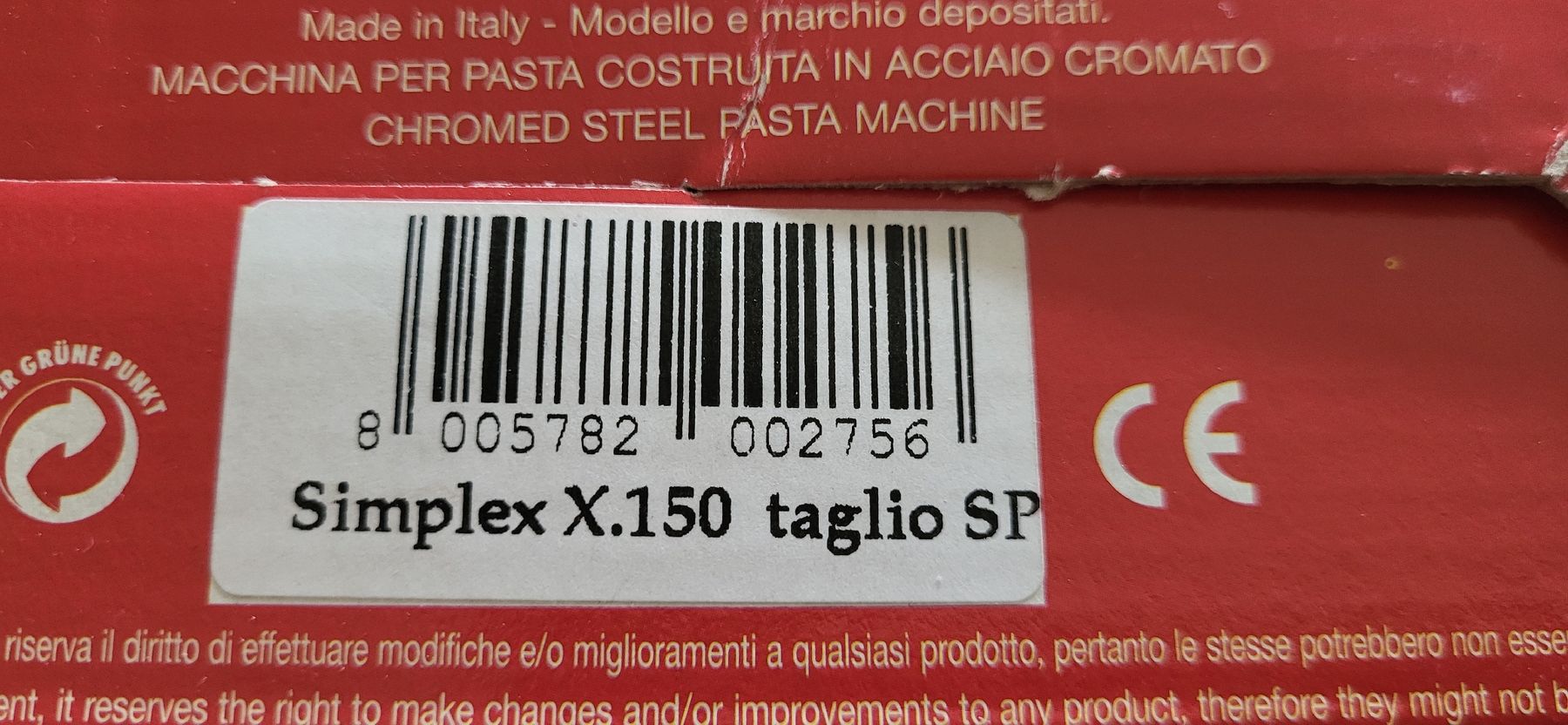 Elettrodomestici da cucina: Simplex Schneidevorrichtung Spaghetti 2 mm – Nuovo e nell'imballaggio originale da Figino venduto da mayam63 5