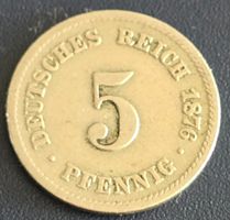 Münze Deutsches Reich 5 Pfennig 1876 guter Zustand