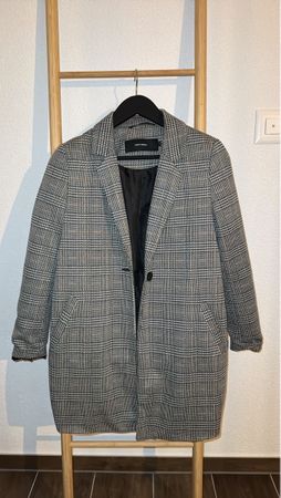 Blazer long à carreaux noir et blanc VERO MODA XS