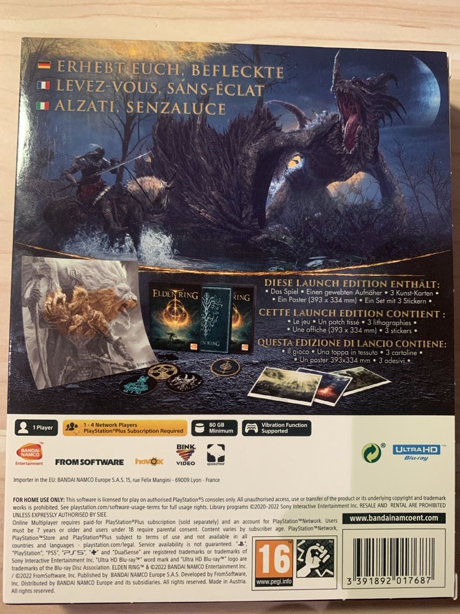 Bandai Giochi: Elden Ring PS5 Launch Edition, ausgezeichnet erhalten – Usato da Walde AG venduto da le_daevu 1