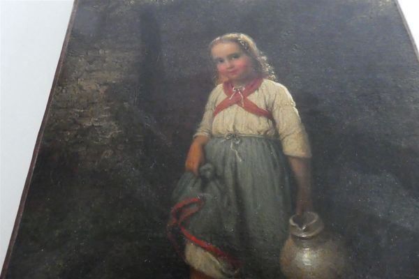 Dipinti: Gemälde - Mädchen mit Krug am Bächlein mit Rahmen – Nuovo (secondo la descrizione) da Zürich venduto da ursinas-shop 3