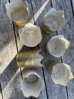 7er Set: Windlichter / Teelichthalter - Gold und Weiss