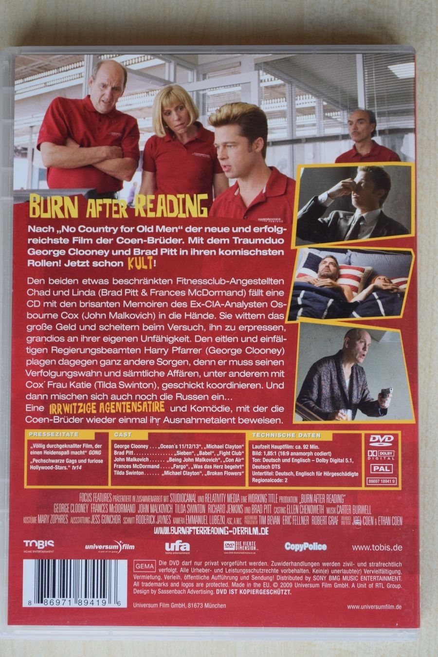 Tutti i DVDs: BURN AFTER READING (214) – Usato da Reutigen venduto da DONDON55 1