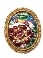 Antike  Brosche, Emaille, R.Burdairon Paris zugeschrieben