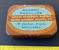 Rigimint Pastillen W. Steinhauer Riggisberg, Blechdose antik