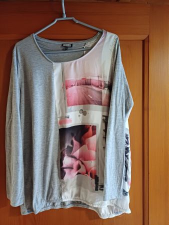 Damen Langarmshirt Kenny S. grau bedruckt Grösse 46 gebra...