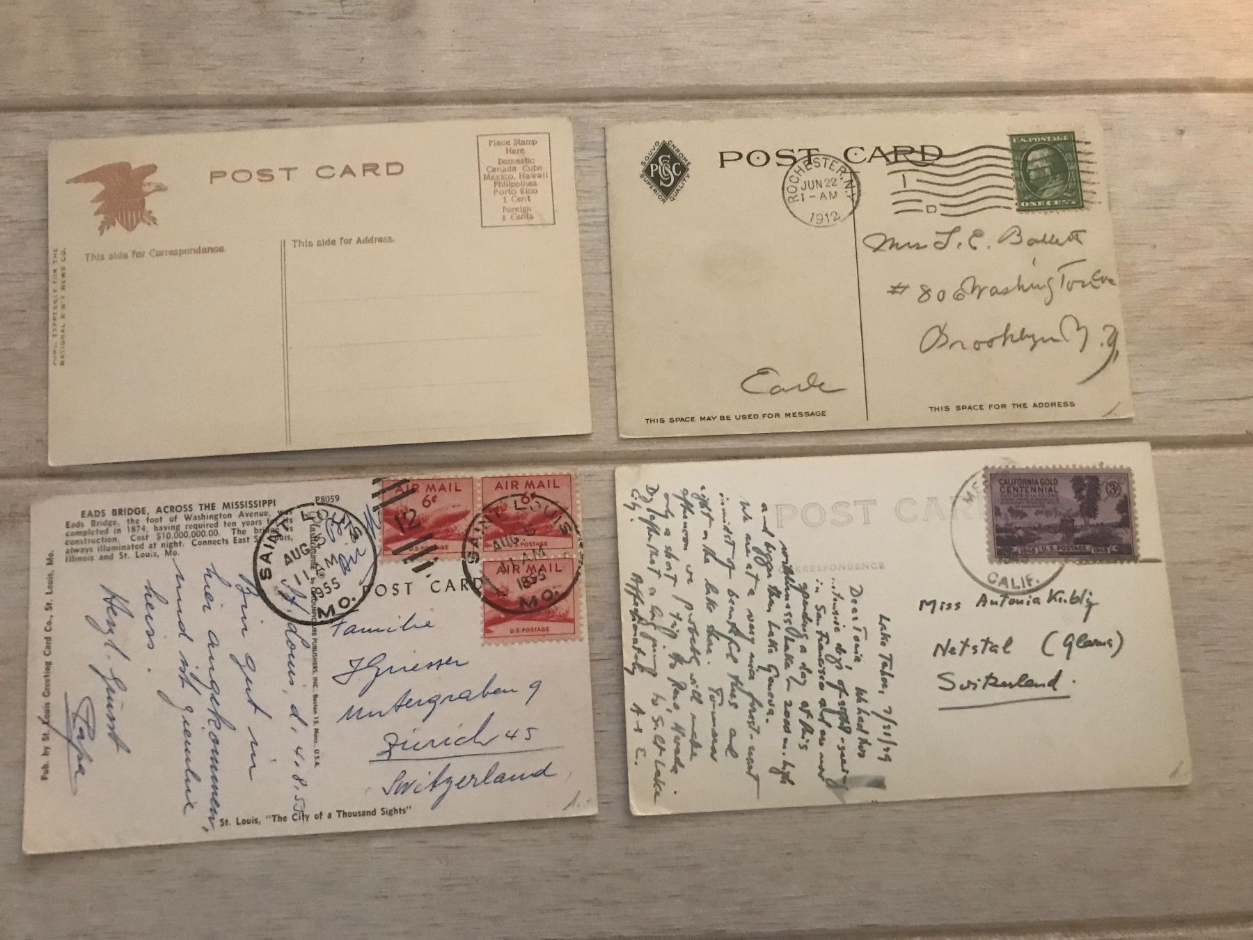 Cartoline postali: 4 Ansichtskarten USA 1912/1949/1955 (1-19) – Usato da St.Gallen venduto da Bigdisch 1