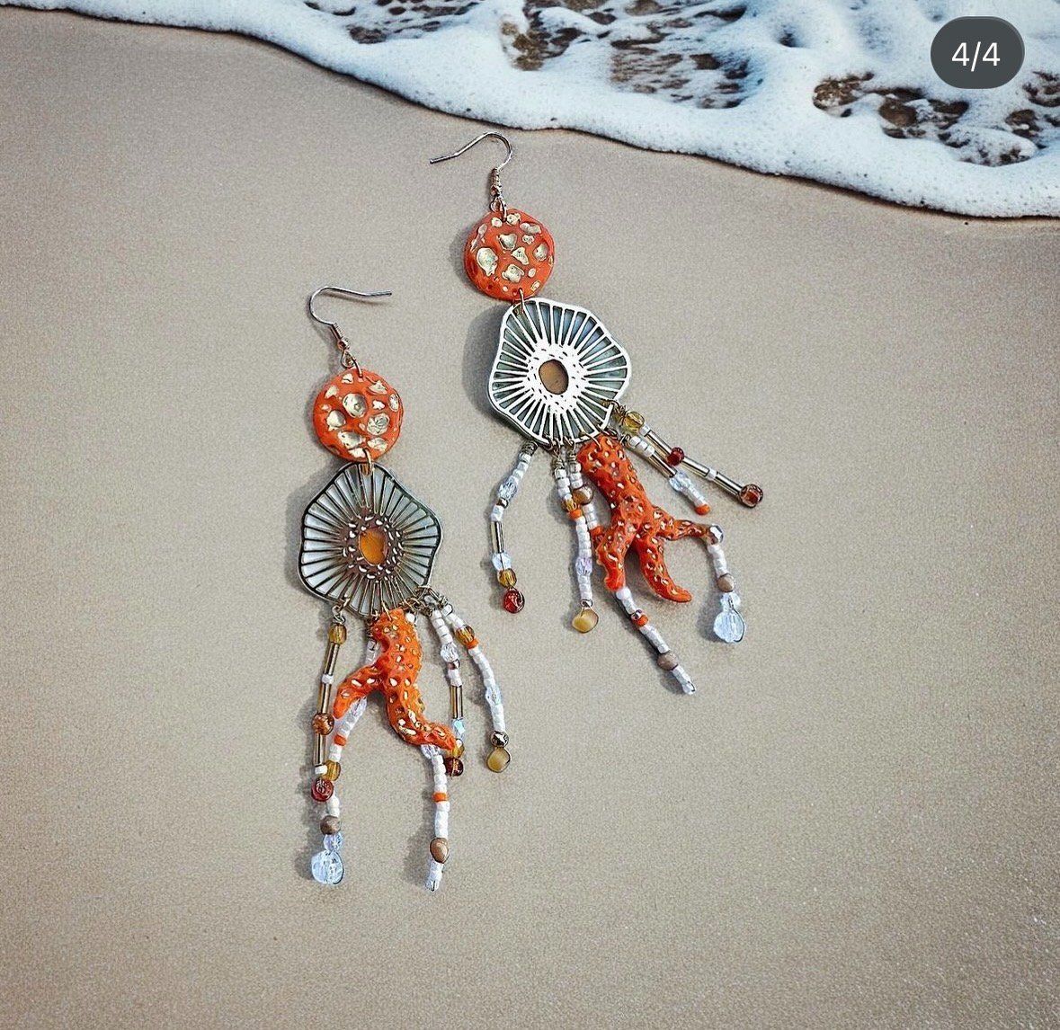 Orecchini pendenti & Orecchini a lobo: Boucles d'oreilles  "PERLES FIMO CORAIL ORANGE/DOREE" – Nuovo (secondo la descrizione) da St-Saphorin-Morges venduto da chl_s5rr 2