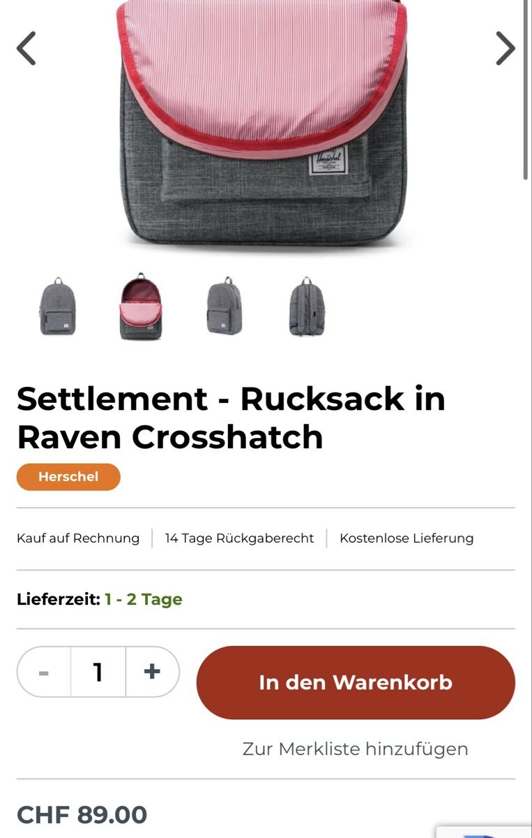 Herschel Zaini: Herschel Rucksack – Nuovo (secondo la descrizione) da Bern venduto da lea_wf9x 5