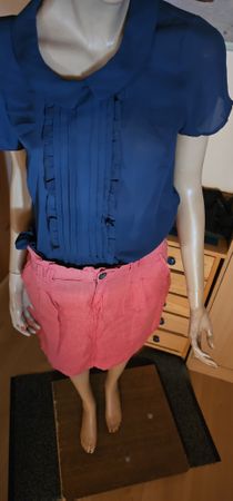 Bluse dunkelblau mint & berry / Rock korall G3000 Gr. 38