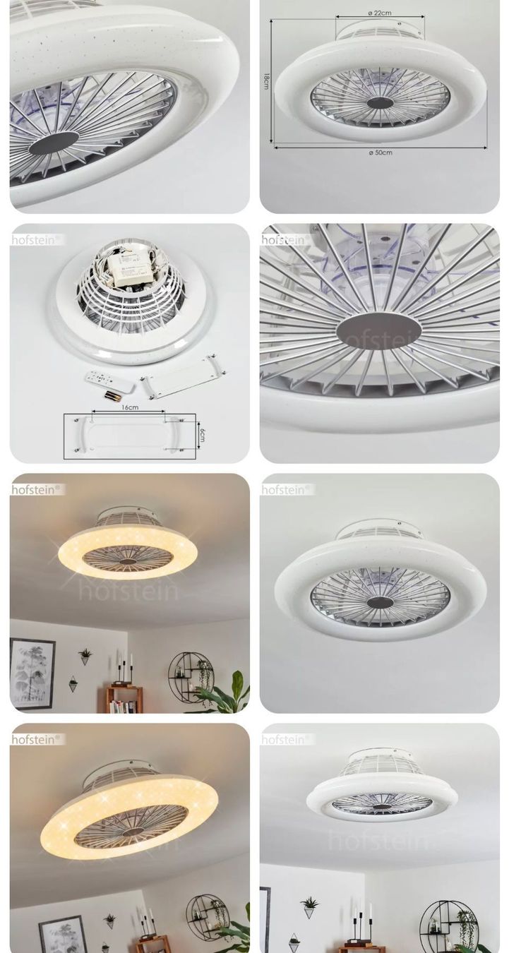 Ventilatori: + LED Decken Ventilator Weiß Fernbedienung Dimmer Wohn – Nuovo e nell'imballaggio originale da Amriswil venduto da JaJa-Express 1