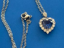 Luxus Elegante Zirkonia Kette Farbe : Silber weiss Blau