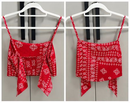 Rotes Bandana Top mit Blumenmuster Grösse M