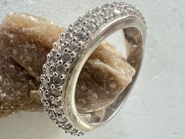 Silber Ring 925 Pavé -  Zirkonia - Meisterpunze -  Gr 55