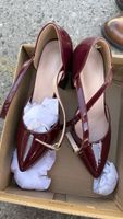 Damen Pumps Lackoptik dunkelrot neu