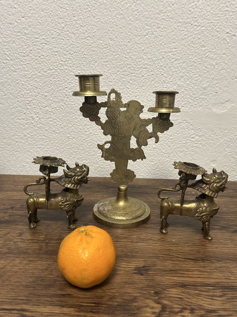 Portacandele: Vintage-Chinesische Kerzenhalter-Set – Usato da Losone venduto da del_yh97 1