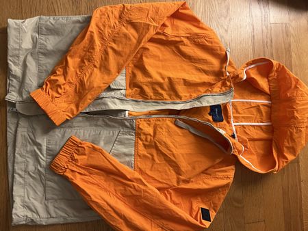 Gant Jacke orange beige mit Kapuze Groesse M Farbe bunt