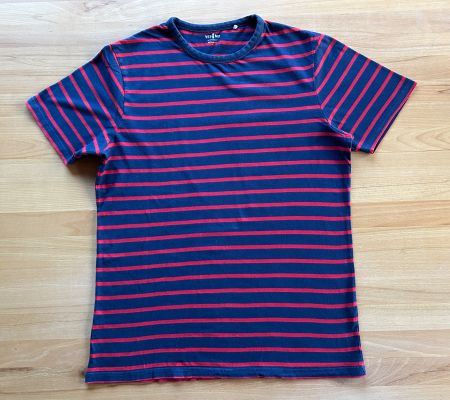 Dunkelblau/Rot gestreiftes T-Shirt Grösse L