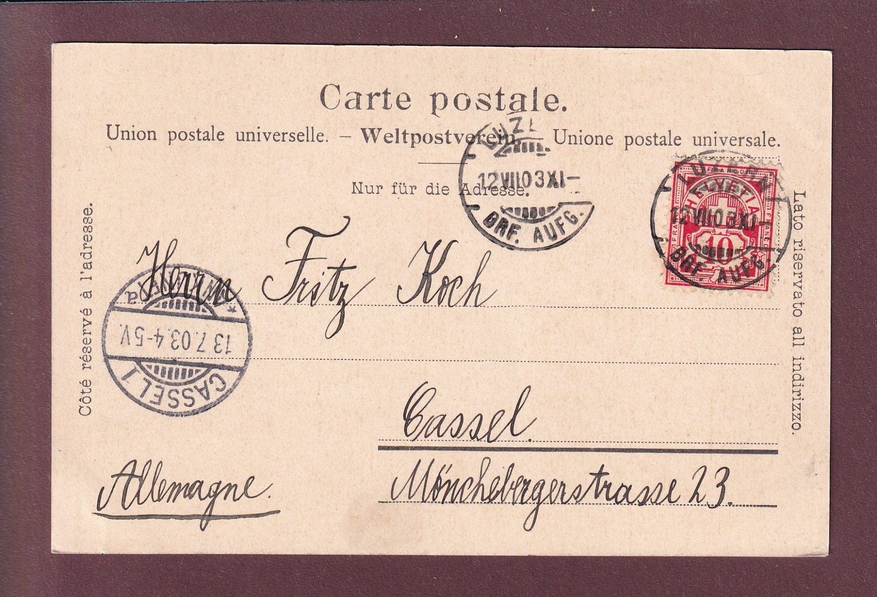 Ansichtskarten: LUZERN - Hotel Schweizerhof - 1903 – Gebraucht aus Pully von nicecards 1