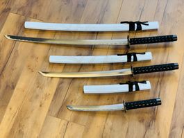 4 tlg. Katana TANTO Schwert BUNDLE WEISS NEU