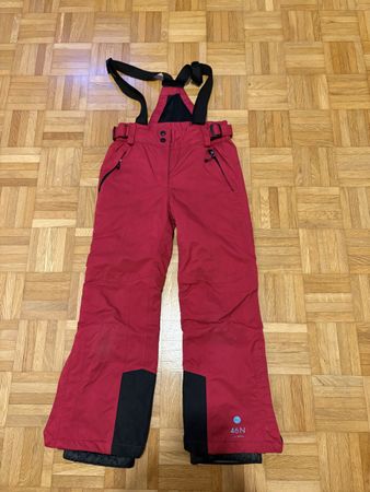 Pantaloni da sci 46 North rossi con bretelle taglia 140
