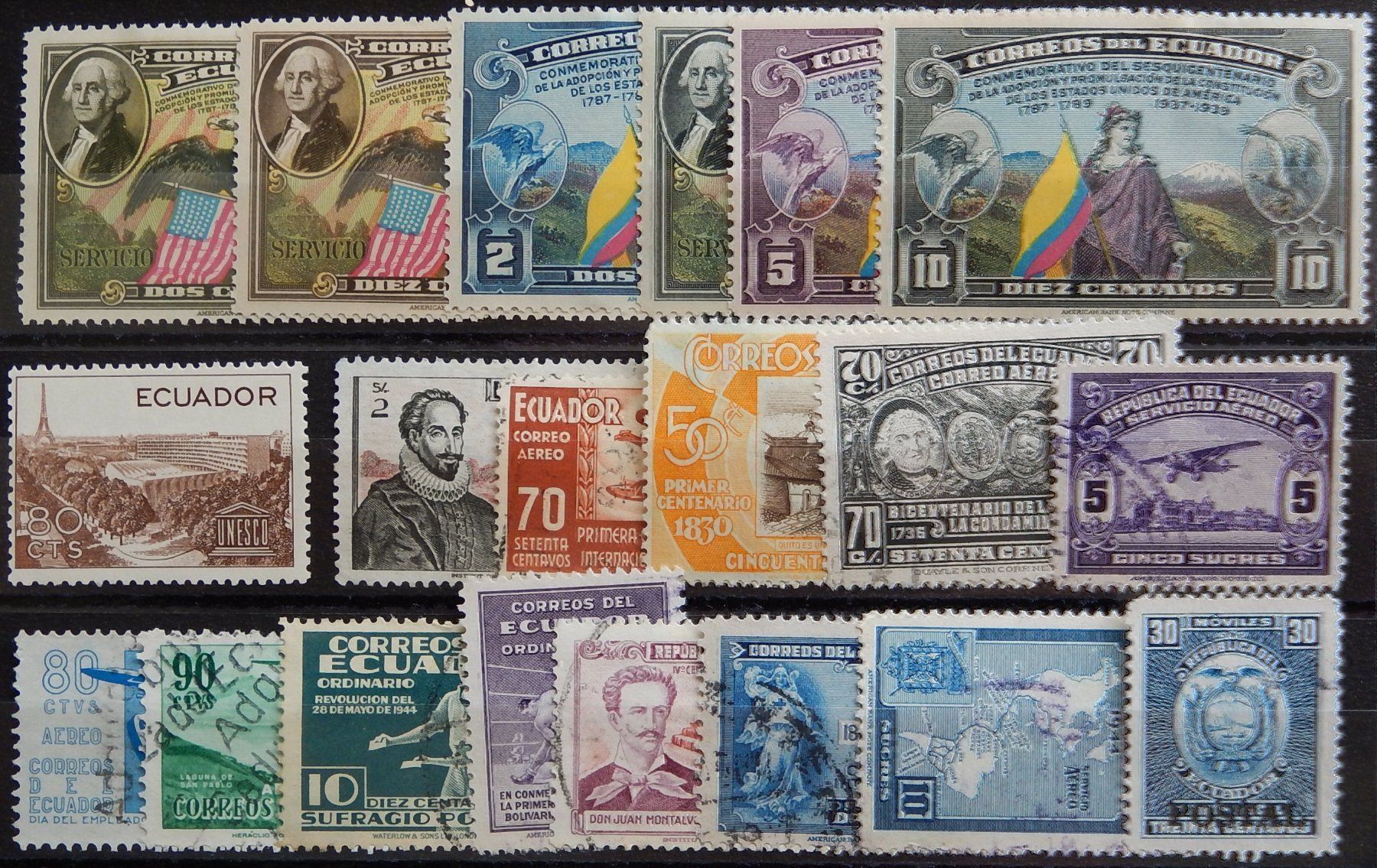 Alle Briefmarken: Ecuador Lot mit alten Werten V – Gebraucht aus Zürich von Muehlekauf
