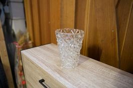Massive Kristallglas Vase, 16 cm hoch
