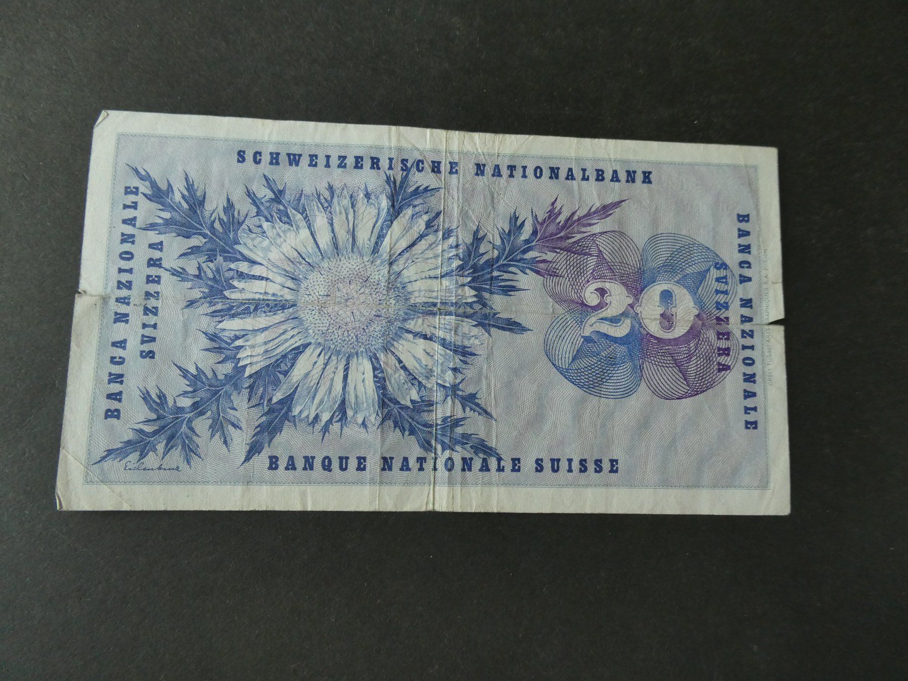Billets de banque: Schweiz 1974,  20 Franken – D'occasion à Hinterforst par Rohusri 1