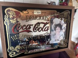 Coca-Cola Spiegel, Antik-Stil, Holzrahmen, Vintage Optik