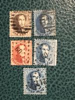Lot de 5 timbres anciens Belgique oblitérés variés