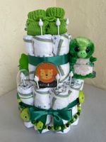 Windeltorte grün, Geschenk zur Geburt, zur Taufe