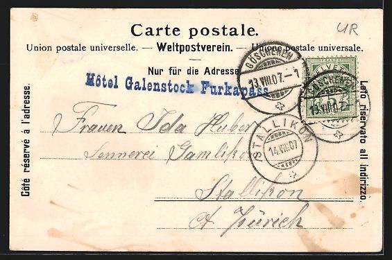Cartoline postali: Furkastrasse /Ursernthal, Blick auf das  – Usato da Berlin venduto da bartko-reher 1