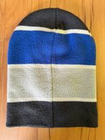 Beanie Mütze Gestreift Blau/Grau/Dunkelgrau – Einheitsgrösse