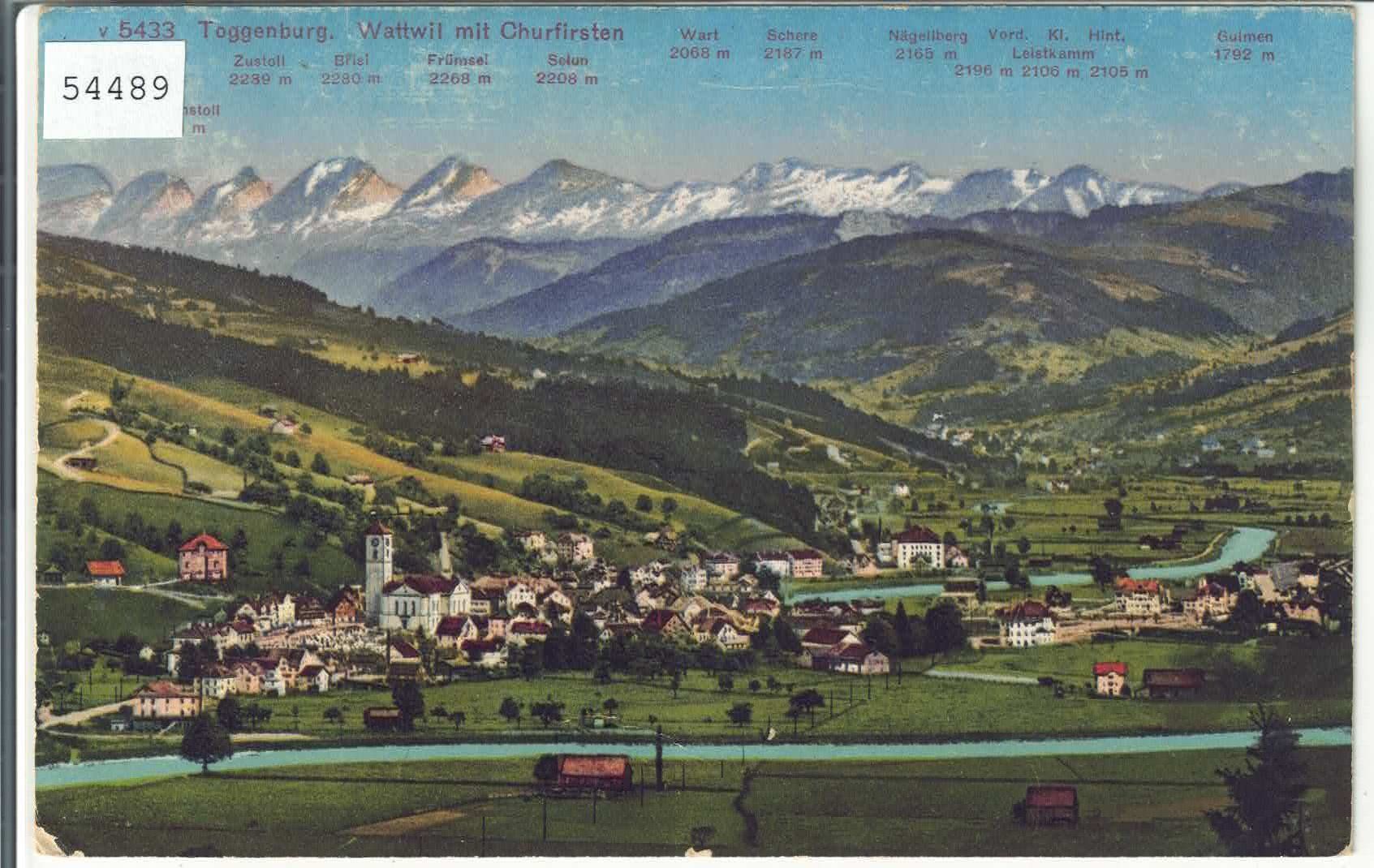 Cartoline postali: Wattwil mit Churfirsten - Litho – Usato da Ettingen venduto da Kartenplanet