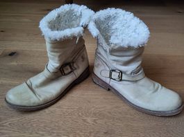 Elegante Winterstiefel in grau-beigem Leder